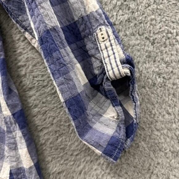 Habitat Clothes to Live In Women's Small Blue Plaid Button Up Shirt‎ 3/4 Sleeves - Picture 4 of 8